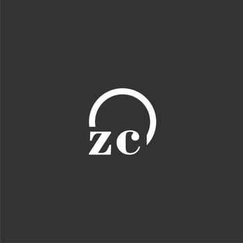 ZC initial monogram logo with creative circle line design vector