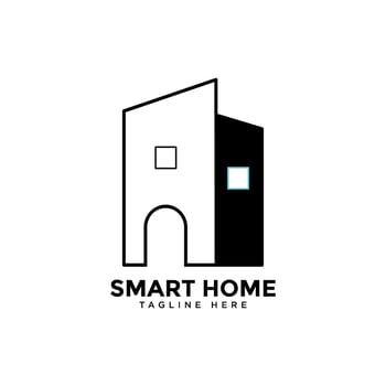creative smart home logo detailing on clean background vector