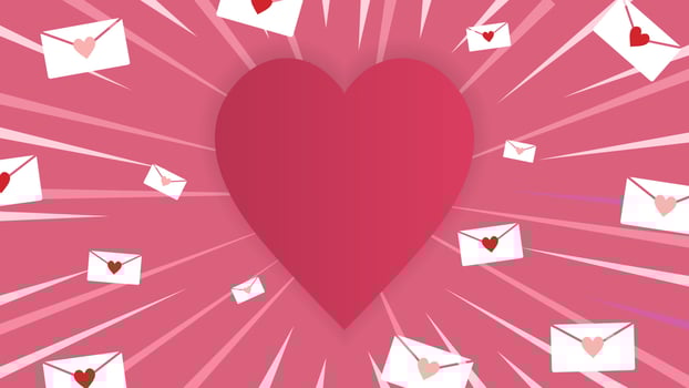 valentine background vector focus on center in purple and red color with love and letter icon for placing product
