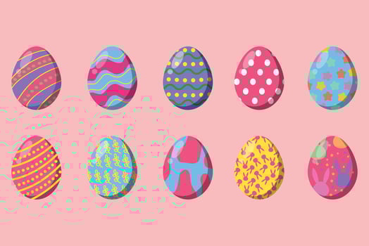Colored easter eggs or color ostern egg icons with decoration patterns vector illustration.