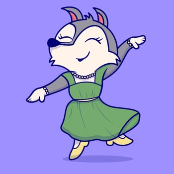 Cute wolf dancing cartoon vector illustration