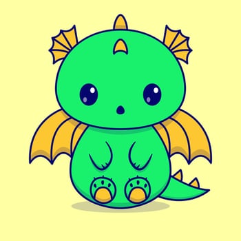 Cute dragon cartoon icon illustration vector