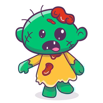 Cute baby zombie cartoon vector icon illustration animal