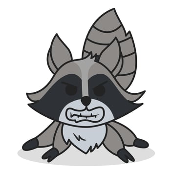 Cute raccoon angry cartoon vector icon illustration animal