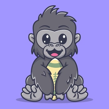 Cute gorilla football cartoon vector icon illustration animal