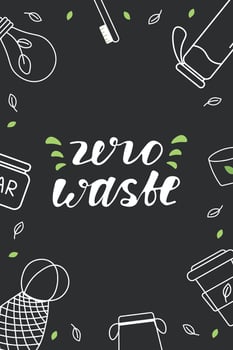 Zero waste poster handdrawn. Sustainability concept vector