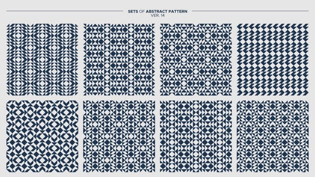 Set of minimalist arrow line seamless pattern design. Triangle abstract patterns collection. vector