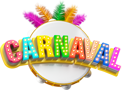 Carnival text 3d render festa tambourine brazil png