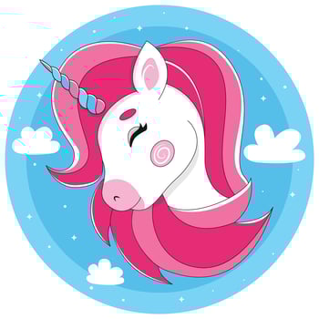 Pink unicorn with rainbow, cute unicorn on white background, unicorn and rainbow pattern, children's print with rainbows vector