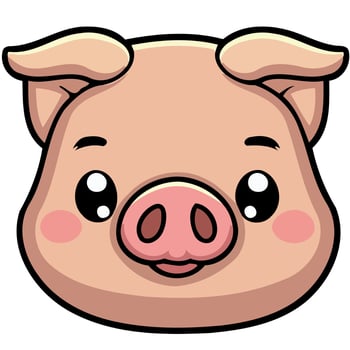 Cute pig farm animal farm mammal head vector