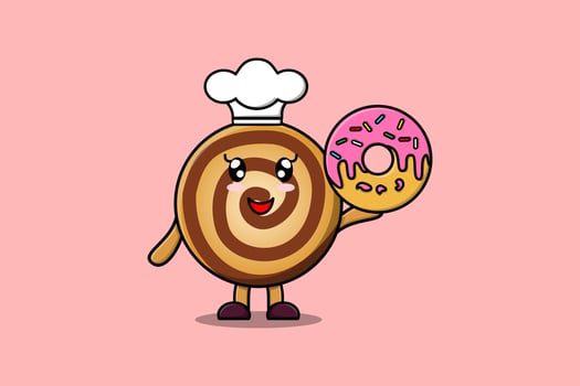 Cute cartoon Cookies chef character donuts vector