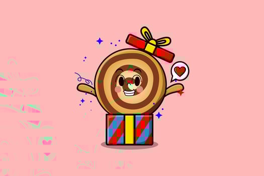 Cute cartoon Cookies coming out from big gift box vector