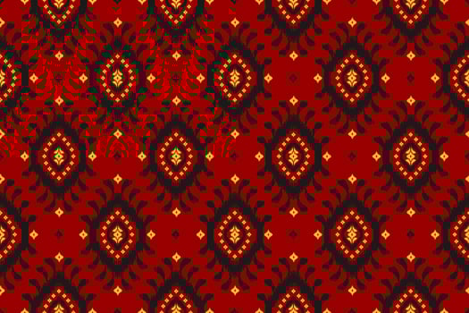 Abstract ikat red pattern art. Geometric ethnic ikat seamless pattern in tribal. American and Mexican style. vector