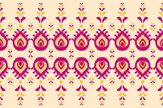 Carpet flower pattern art. Geometric ethnic ikat seamless pattern in tribal. Indian style. vector
