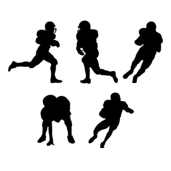 Silhouettes of Rugby Players Playing the Game isolated on white background vector