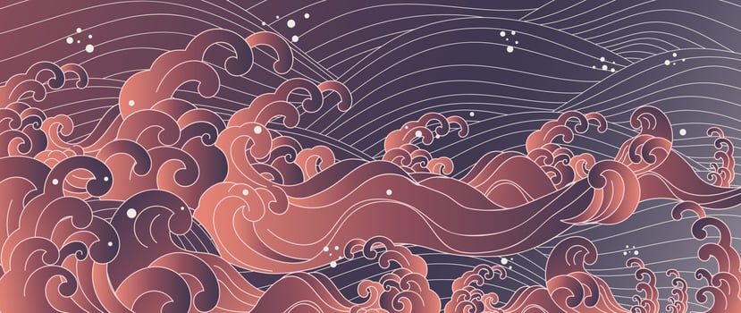 Traditional Japanese wave pattern vector. Luxury oriental ocean wave metallic golden line art pattern background. Art design illustration for print, fabric, poster, home decoration and wallpaper. vector