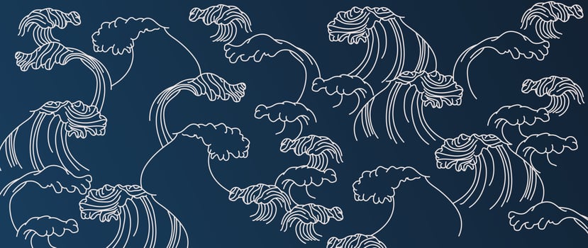 Traditional Japanese wave pattern vector. Abstract hand drawn line art oriental ocean wave style element background. Art design illustration for prints, fabric, poster, home decoration and wallpaper. vector