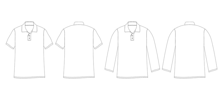 Outline POLO Black Mock Up Template vector