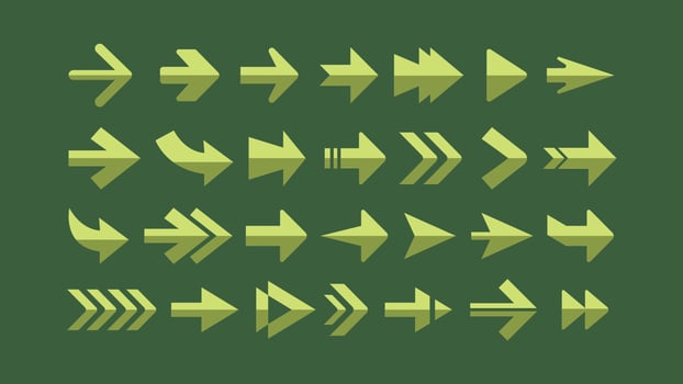 Set of Green Arrows Icons Collection vector