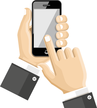 business hand holding mobile phone png