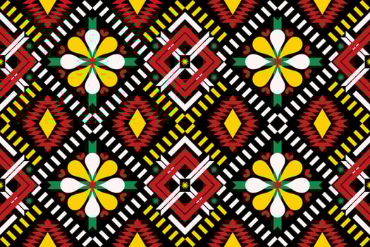 Colorful geometric ethnic seamless pattern designed for background, wallpaper, traditional clothing, carpet, curtain, and home decoration. vector