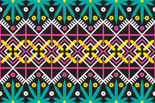 Colorful geometric ethnic seamless pattern designed for background, wallpaper, traditional clothing, carpet, curtain, and home decoration. vector