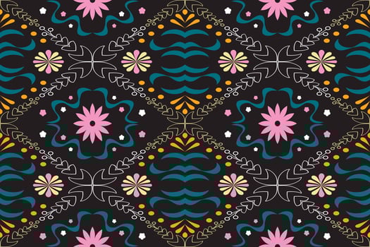 Colorful geometric ethnic seamless pattern design for wallpaper, background, fabric, curtain, carpet, clothing, and wrapping. vector