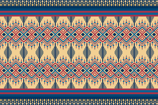 Colorful geometric ethnic seamless pattern design for wallpaper, background, fabric, curtain, carpet, clothing, and wrapping. vector