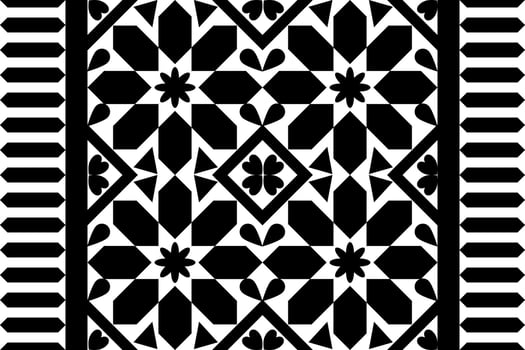 Black and white geometric ethnic seamless pattern design for wallpaper, background, fabric, curtain, carpet, clothing, and wrapping. vector