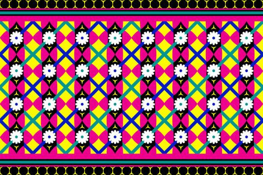 Colorful geometric ethnic seamless pattern design for wallpaper, background, fabric, curtain, carpet, clothing, and wrapping. vector