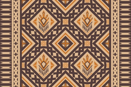 Brown-tone geometric ethnic seamless pattern designed for background, wallpaper, traditional clothing, carpet, curtain, and home decoration. vector