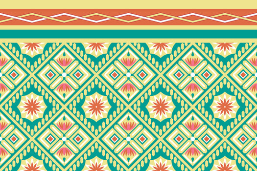Colorful geometric ethnic seamless pattern design for wallpaper, background, fabric, curtain, carpet, clothing, and wrapping. vector