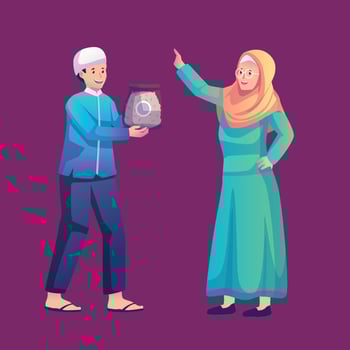 Muslim male and female characters vector