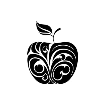 Ornamental ripe apple. Simple vector illustration for logo, emblem, sign, icon, tattoo, embroidery.