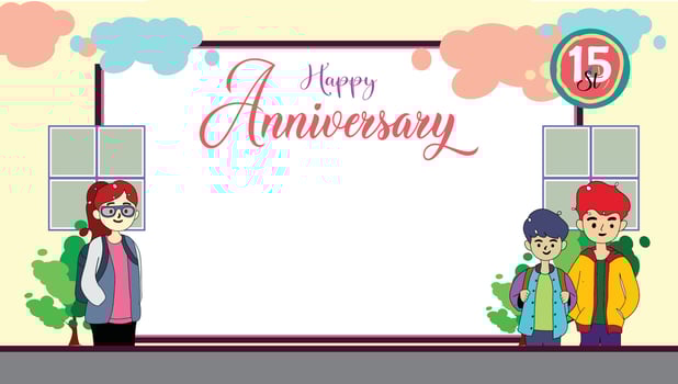Pink background. Couple cartoon. Greeting card invitations. vector