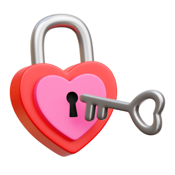3d Love Padlock and Key, Valentine 3d illustration png