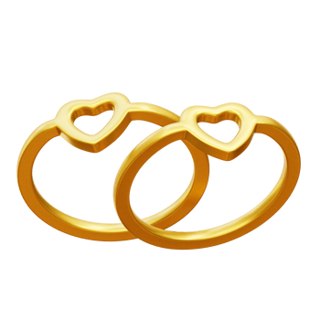 3d Golder Couple Rings, Love rings, Valentine 3d illustration png