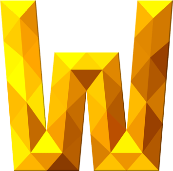 Alphabet gold color polygon font style png