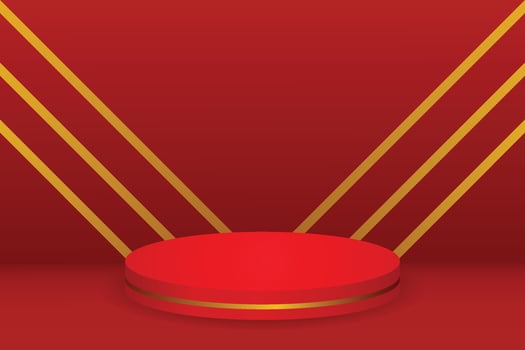 Red product display podium background Vector illustration