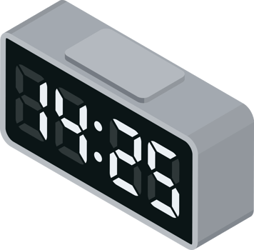 Alarm clock isometric flat color png