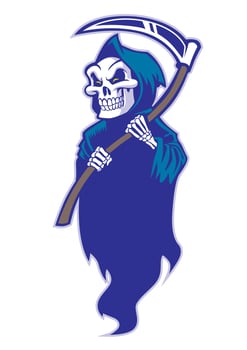 grim reaper skull mascot hold the sickle vector