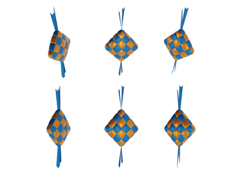 3d render illustration of ketupat food, for Eid greeting card decoration png