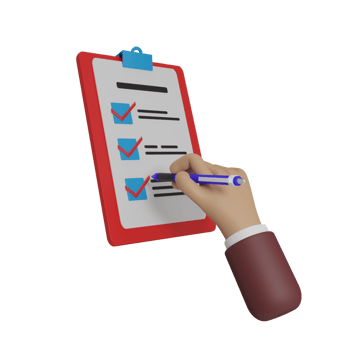 3d render hand holding ballpoint with checklist and markers, business illustration png