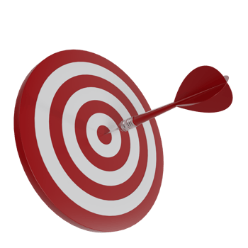 Arrow on Target isolated on yellow background, 3d render illustration png