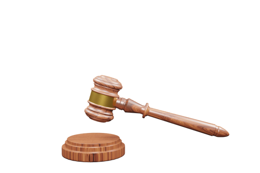 Judge gavel isolated  3D render png