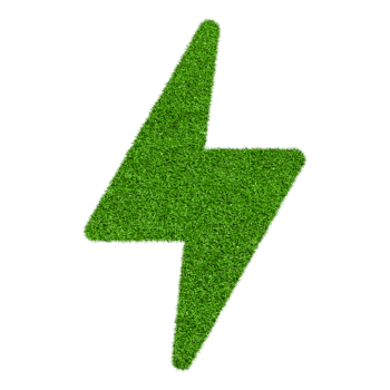 Bolt lighting flash icon made from Green grass isolated on transparent background PNG file.