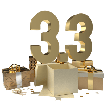 The 3.3 and gold gift box png image
