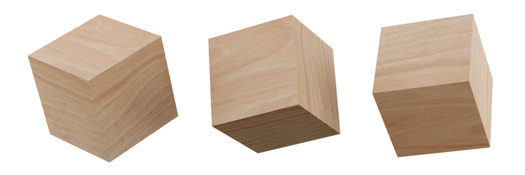 3D render. Wood cube isolated on transparent background - PNG format