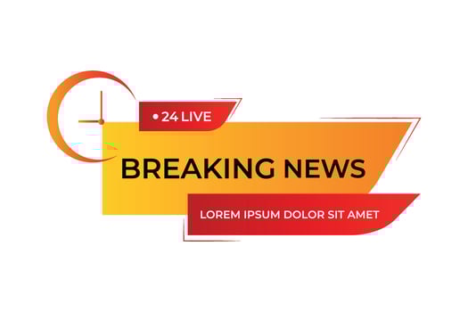 Breaking news vector element on white background.
