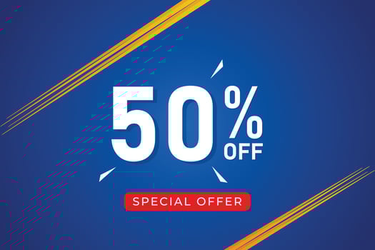Special offer and 50 percent off banner design. vector